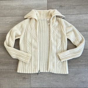 Super Soft SWE Ivory Cream Cashmere Zip Cardigan Large